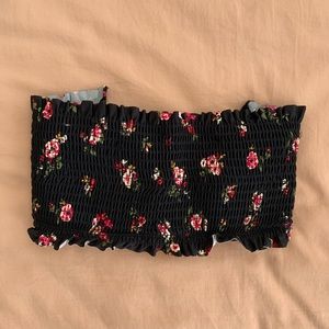 Smocked Floral Swimsuit Top